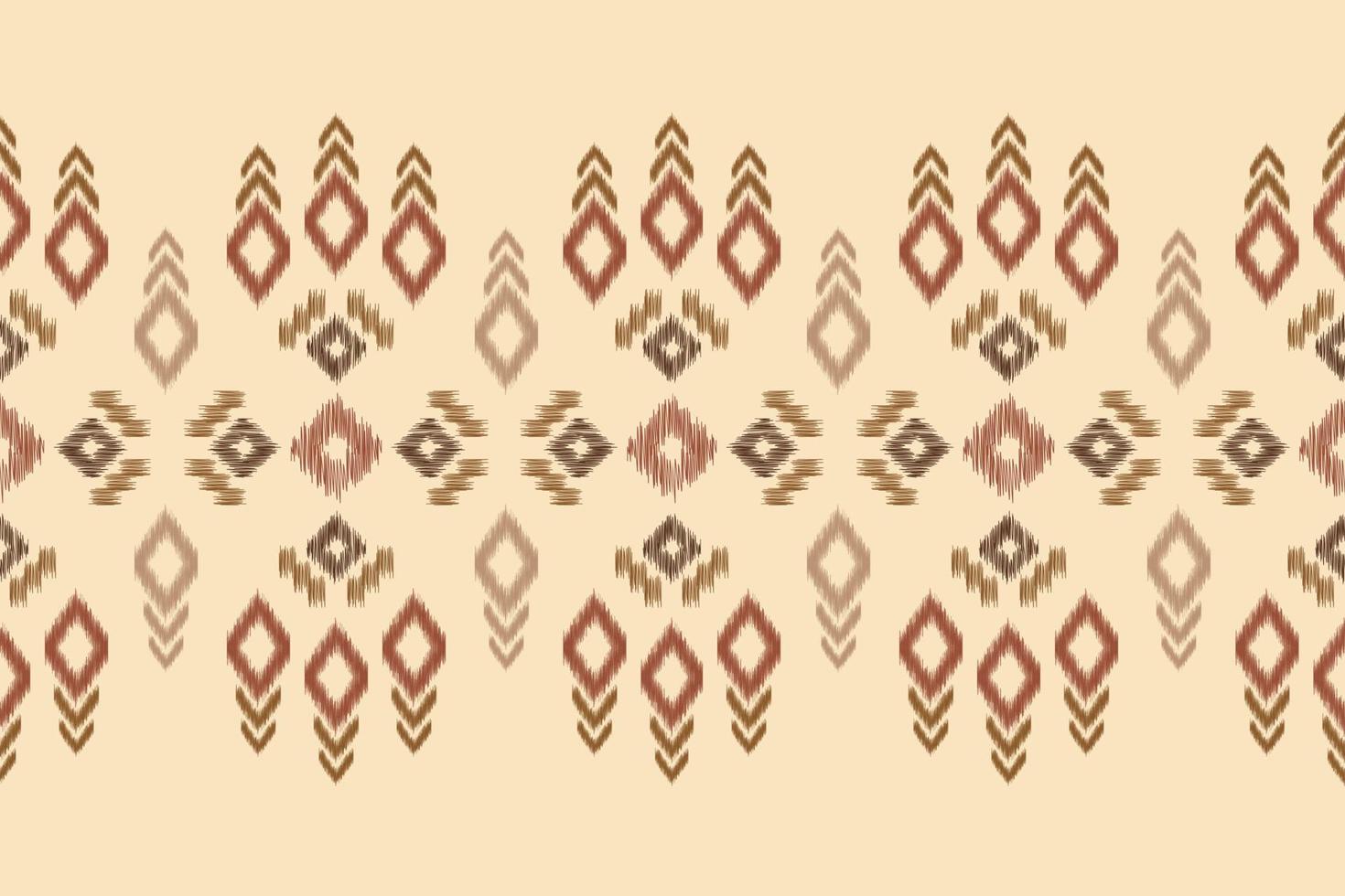 Ethnic Ikat fabric pattern geometric style.African Ikat embroidery Ethnic oriental pattern brown cream background. Abstract,vector,illustration.For texture,clothing,wrapping,decoration,carpet. vector