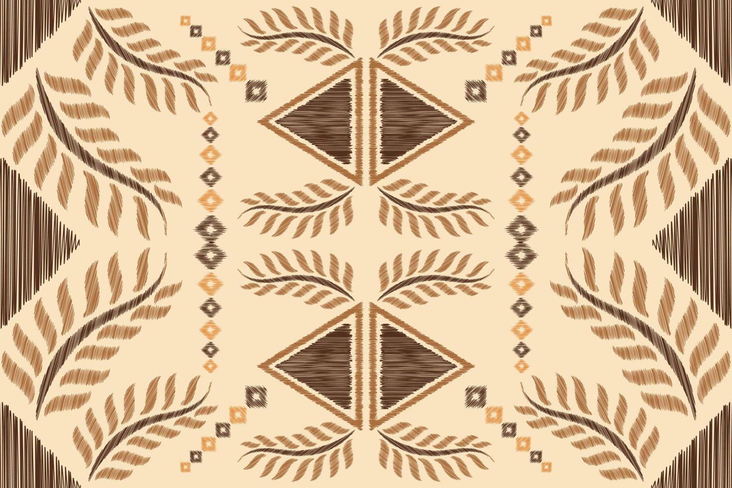 Ethnic Ikat fabric pattern geometric style.African Ikat embroidery Ethnic oriental pattern brown cream background. Abstract,vector,illustration.For texture,clothing,wrapping,decoration,carpet. vector