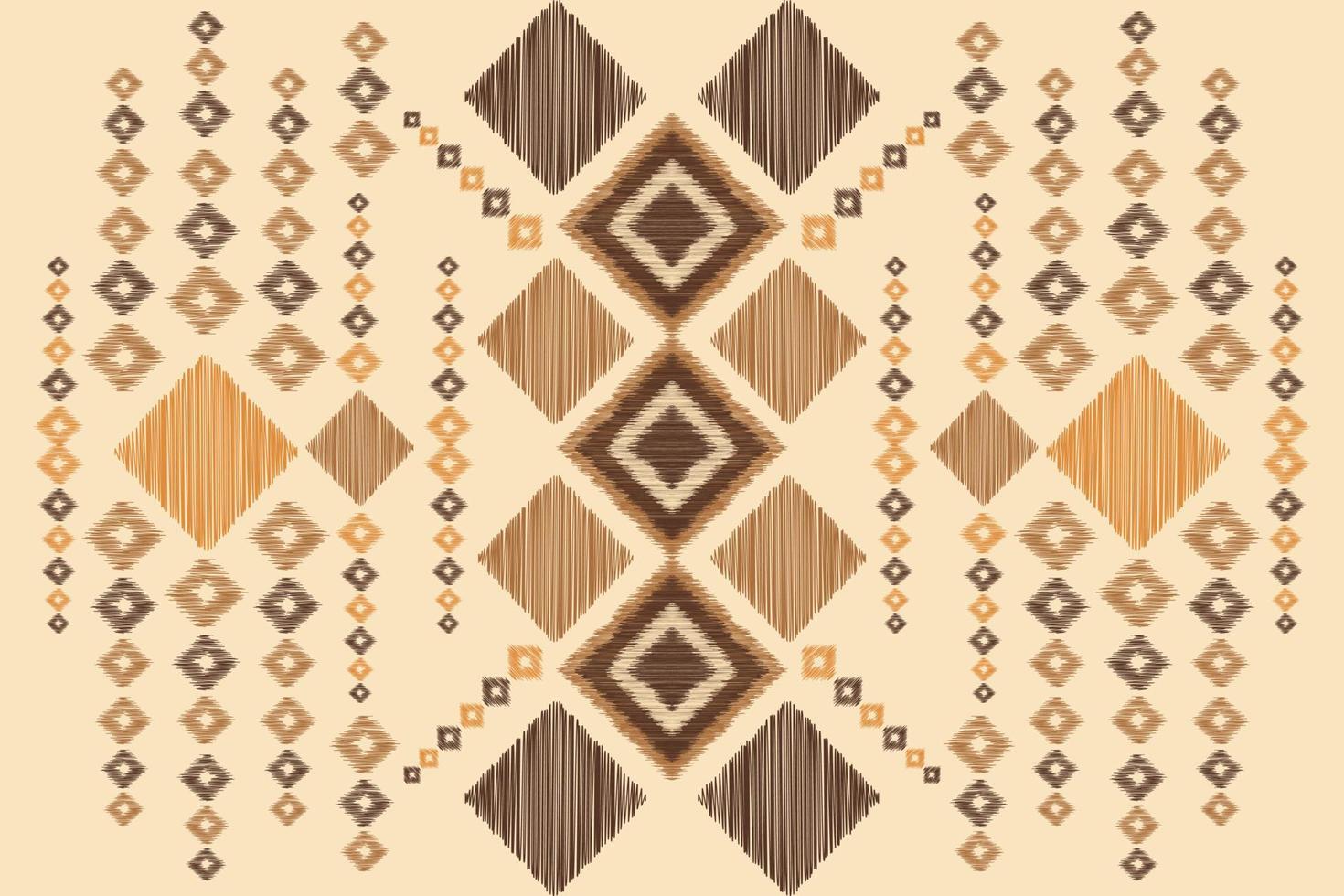 Ethnic Ikat fabric pattern geometric style.African Ikat embroidery Ethnic oriental pattern brown cream background. Abstract,vector,illustration.For texture,clothing,wrapping,decoration,carpet. vector