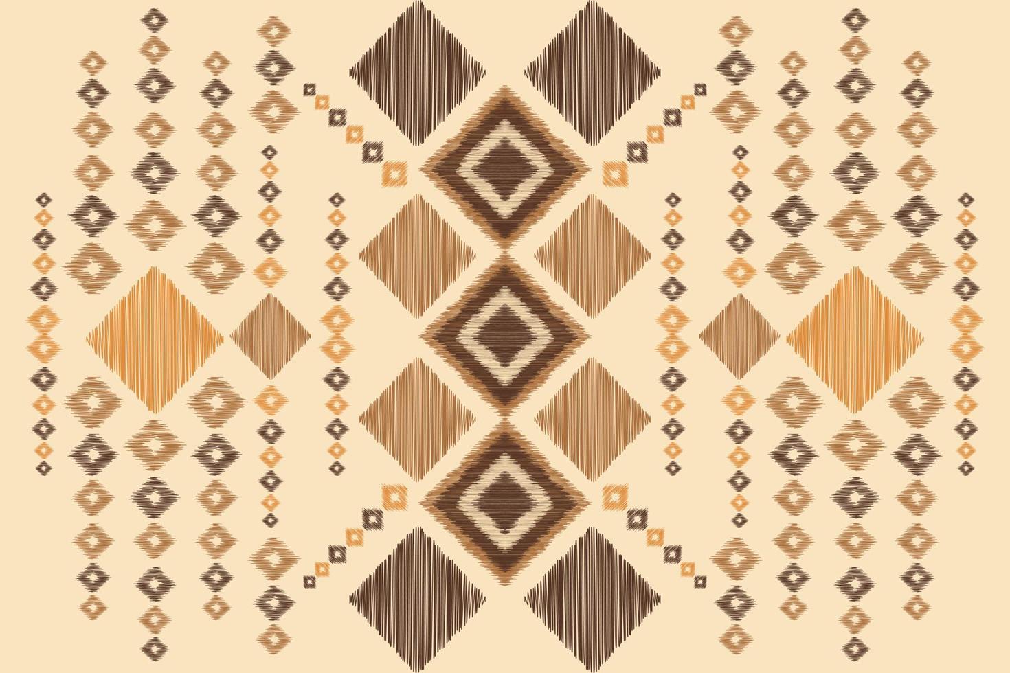 Ethnic Ikat fabric pattern geometric style.African Ikat embroidery Ethnic oriental pattern brown cream background. Abstract,vector,illustration.For texture,clothing,wrapping,decoration,carpet. vector