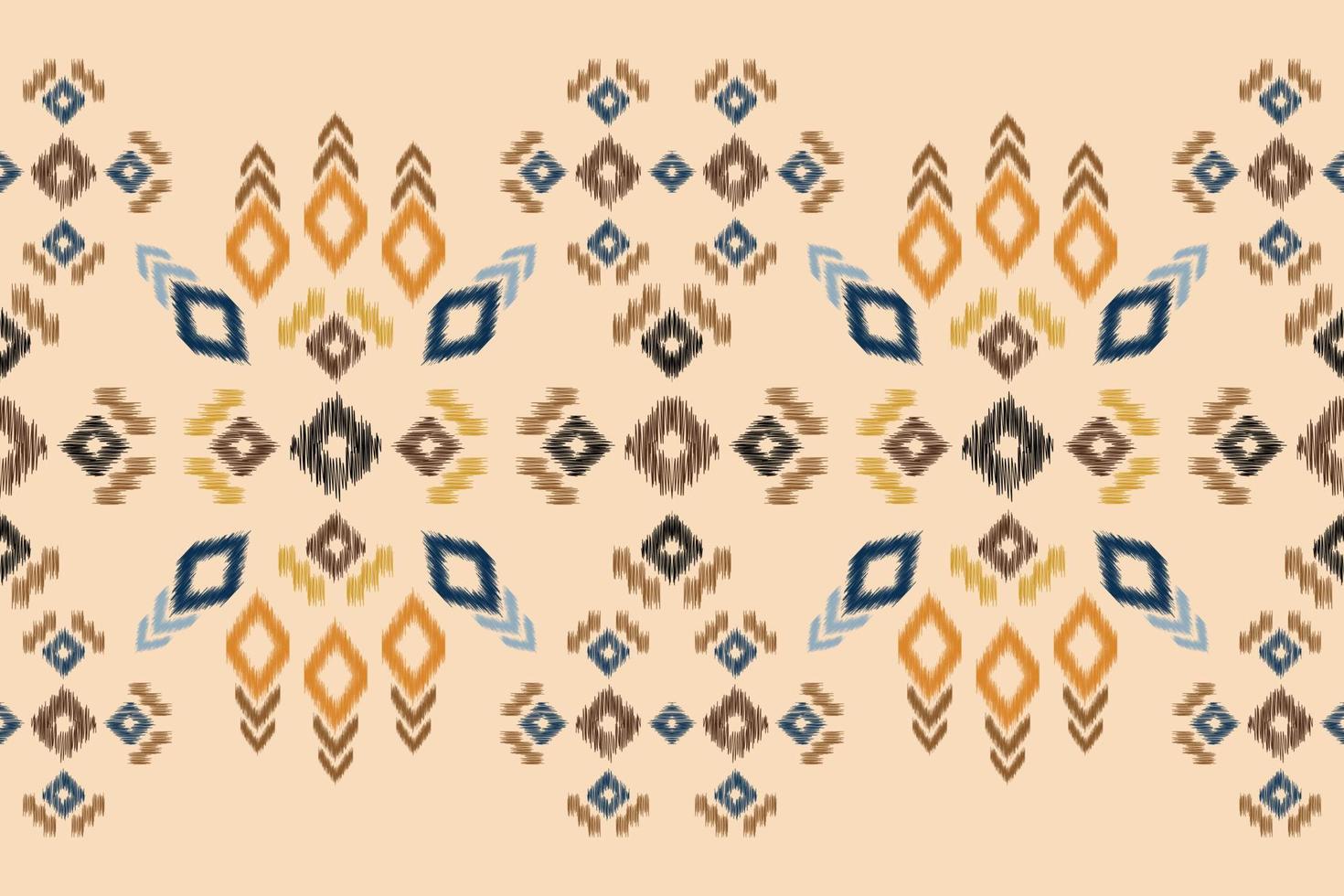 Ethnic Ikat fabric pattern geometric style.African Ikat embroidery Ethnic oriental pattern brown cream background. Abstract,vector,illustration.For texture,clothing,wrapping,decoration,carpet. vector