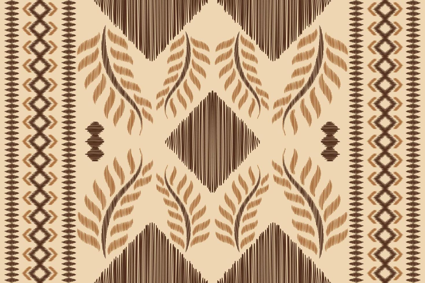 Ethnic Ikat fabric pattern geometric style.African Ikat embroidery Ethnic oriental pattern brown cream background. Abstract,vector,illustration.For texture,clothing,wrapping,decoration,carpet. vector