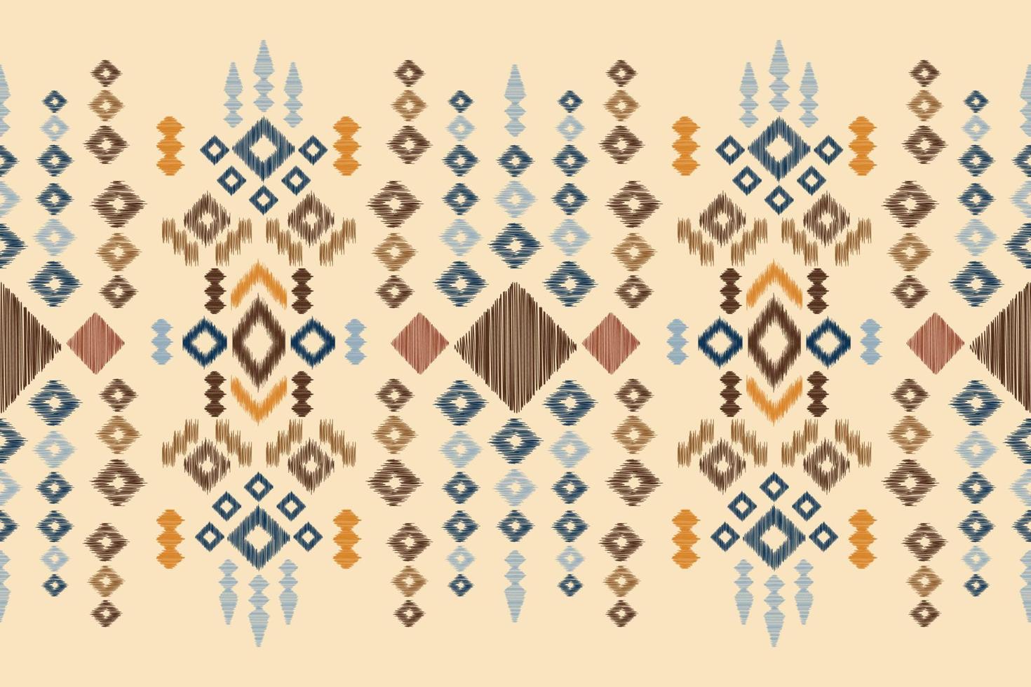 Ethnic Ikat fabric pattern geometric style.African Ikat embroidery Ethnic oriental pattern brown cream background. Abstract,vector,illustration.For texture,clothing,wrapping,decoration,carpet. vector