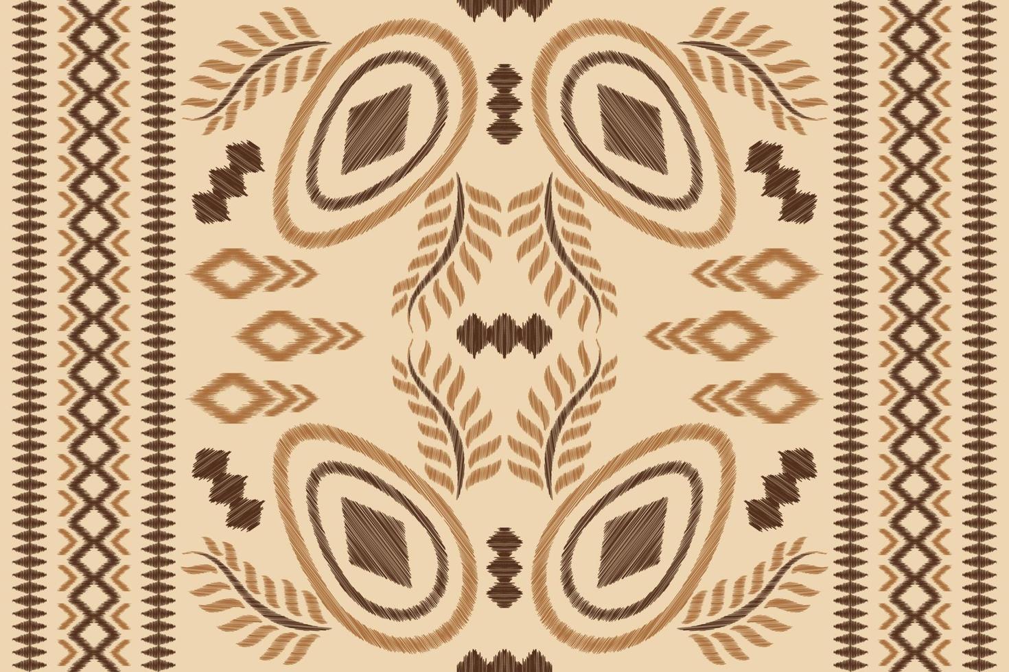 Ethnic Ikat fabric pattern geometric style.African Ikat embroidery Ethnic oriental pattern brown cream background. Abstract,vector,illustration.For texture,clothing,wrapping,decoration,carpet. vector
