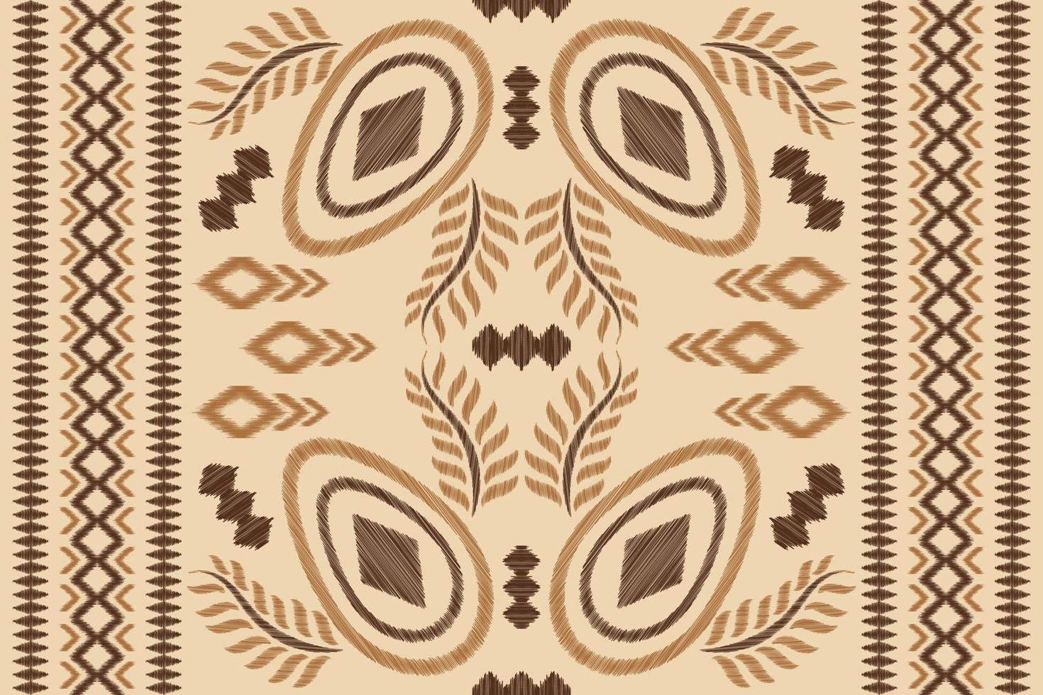 Ethnic Ikat fabric pattern geometric style.African Ikat embroidery Ethnic oriental pattern brown cream background. Abstract,vector,illustration.For texture,clothing,wrapping,decoration,carpet. vector