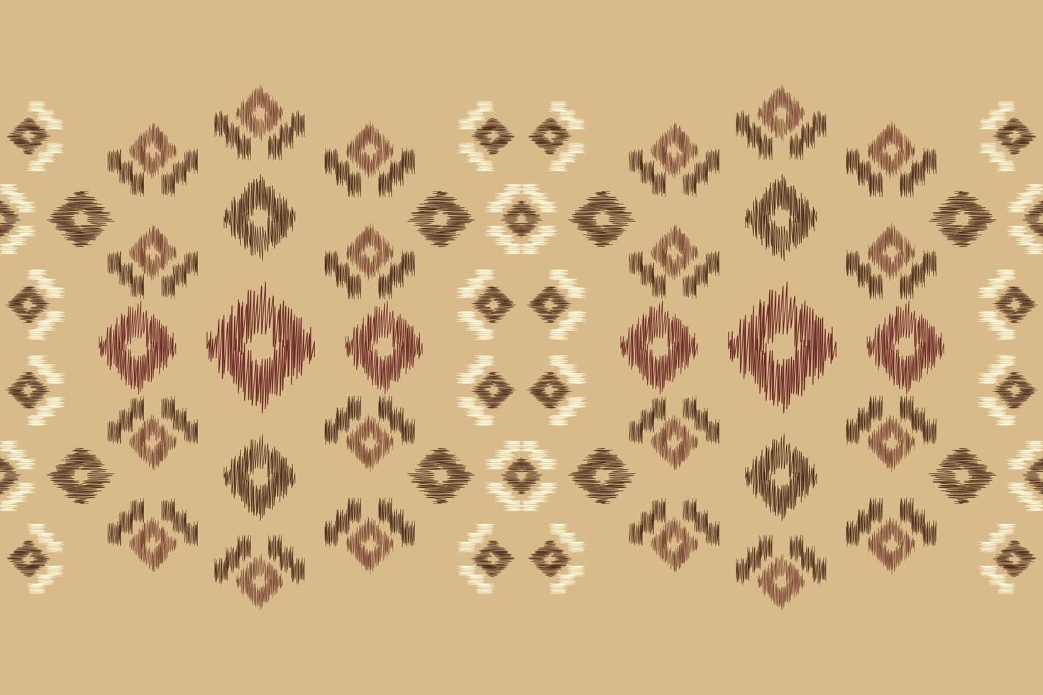 Ethnic Ikat fabric pattern geometric style.African Ikat embroidery Ethnic oriental pattern brown cream background. Abstract,vector,illustration.For texture,clothing,wrapping,decoration,carpet. vector