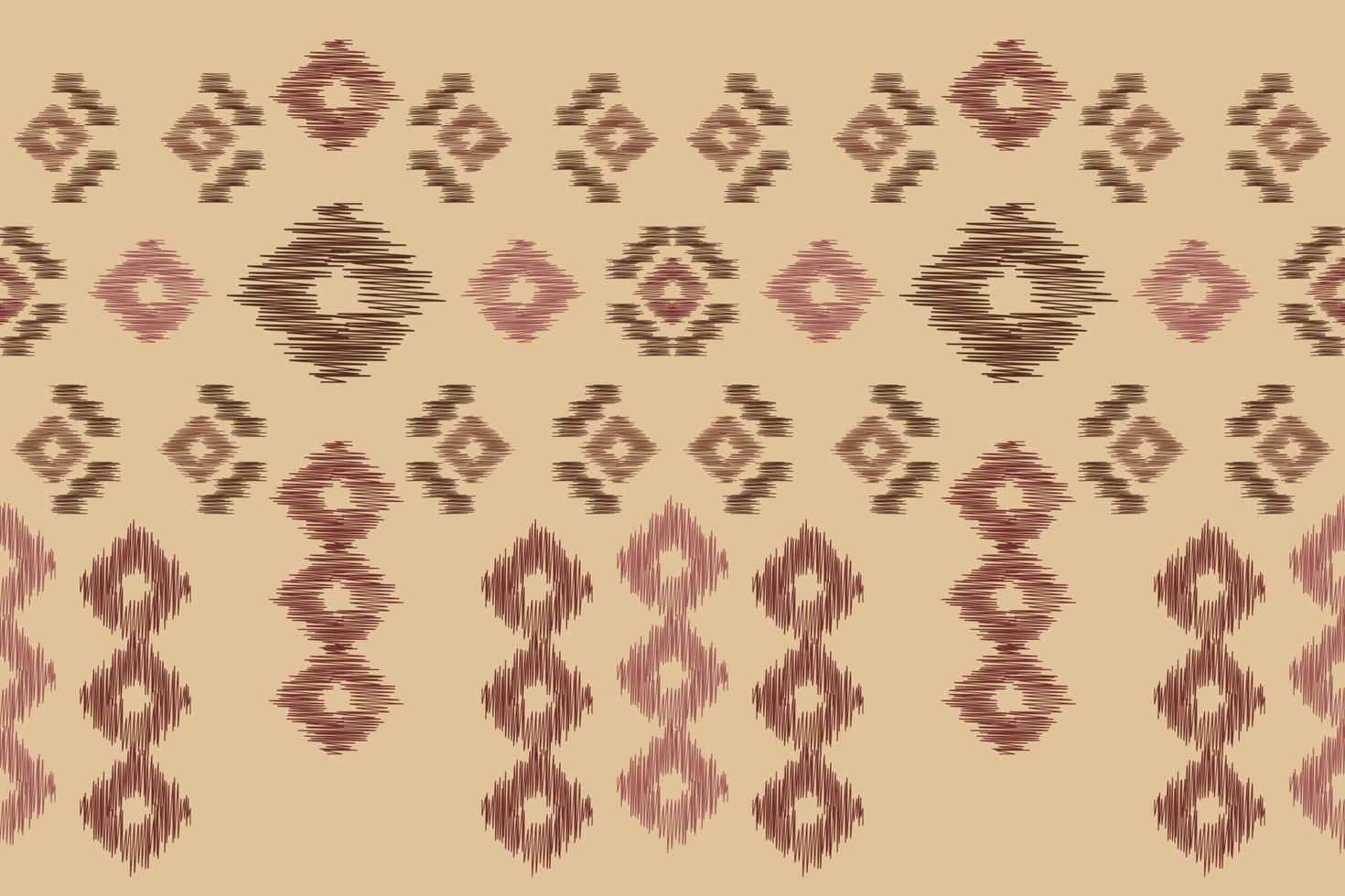 Ethnic Ikat fabric pattern geometric style.African Ikat embroidery Ethnic oriental pattern brown cream background. Abstract,vector,illustration.For texture,clothing,wrapping,decoration,carpet. vector