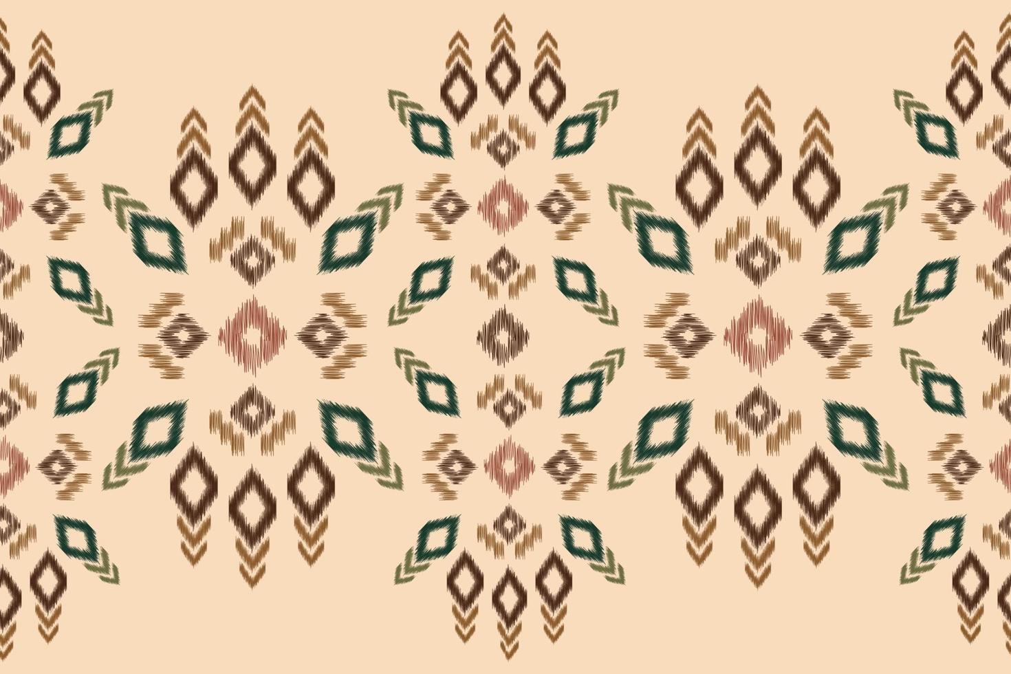 Ethnic Ikat fabric pattern geometric style.African Ikat embroidery Ethnic oriental pattern brown cream background. Abstract,vector,illustration.For texture,clothing,wrapping,decoration,carpet. vector