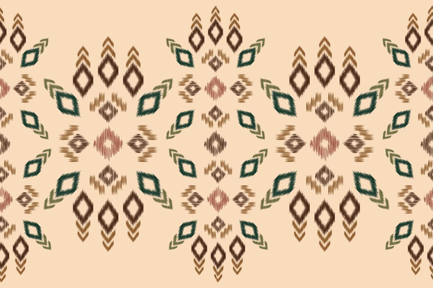 Ethnic Ikat fabric pattern geometric style.African Ikat embroidery Ethnic oriental pattern brown cream background. Abstract,vector,illustration.For texture,clothing,wrapping,decoration,carpet. vector