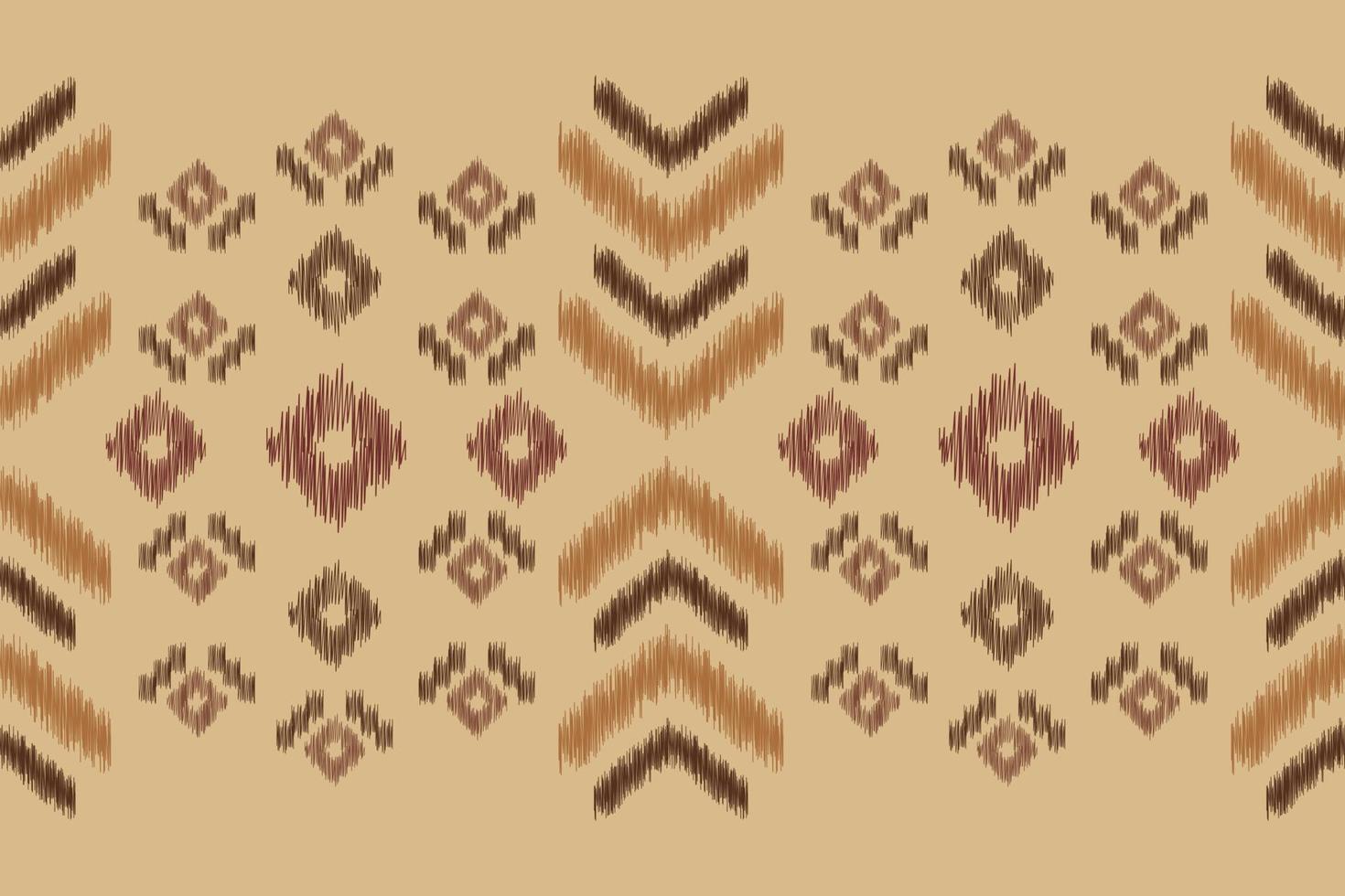 Ethnic Ikat fabric pattern geometric style.African Ikat embroidery Ethnic oriental pattern brown cream background. Abstract,vector,illustration.For texture,clothing,wrapping,decoration,carpet. vector