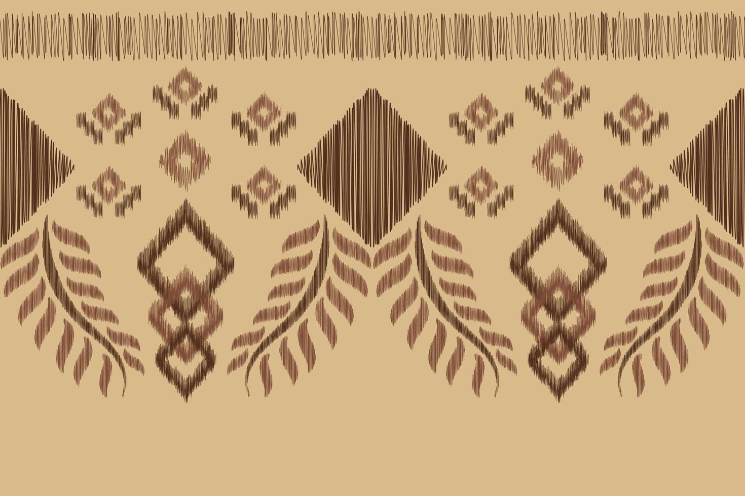 Ethnic Ikat fabric pattern geometric style.African Ikat embroidery Ethnic oriental pattern brown cream background. Abstract,vector,illustration.For texture,clothing,wrapping,decoration,carpet. vector