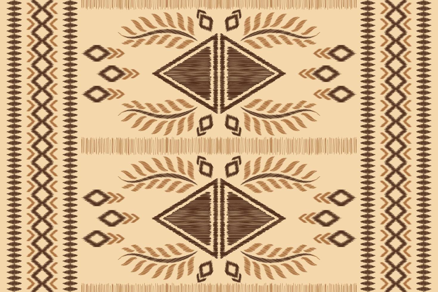 Ethnic Ikat fabric pattern geometric style.African Ikat embroidery Ethnic oriental pattern brown cream background. Abstract,vector,illustration.For texture,clothing,wrapping,decoration,carpet. vector