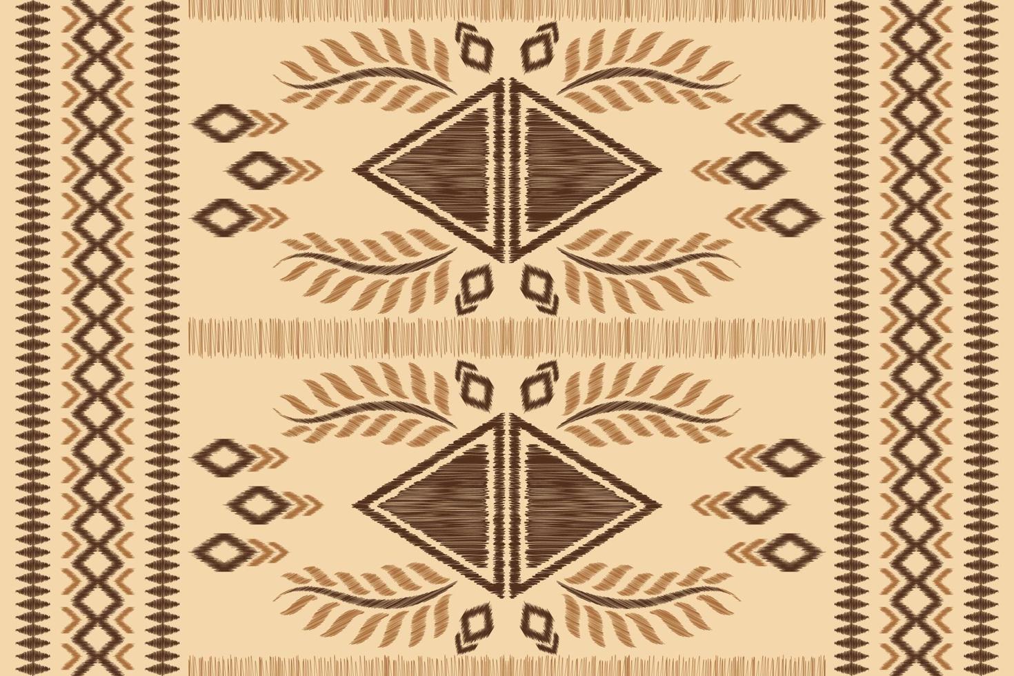 Ethnic Ikat fabric pattern geometric style.African Ikat embroidery Ethnic oriental pattern brown cream background. Abstract,vector,illustration.For texture,clothing,wrapping,decoration,carpet. vector