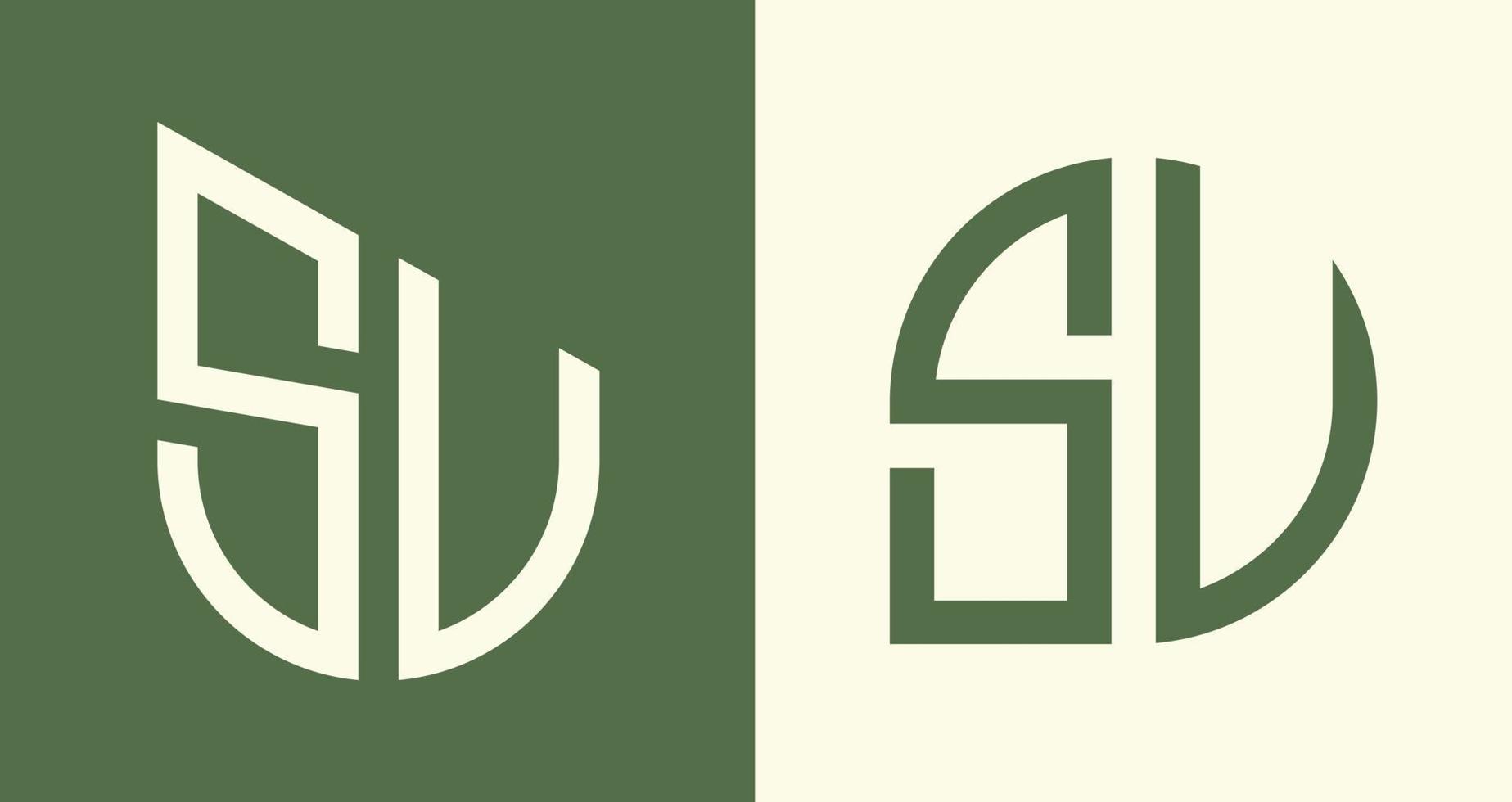 Creative simple Initial Letters SU Logo Designs Bundle. vector