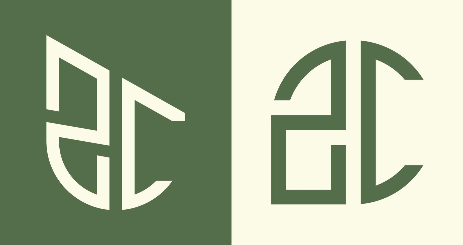 Creative simple Initial Letters ZC Logo Designs Bundle. vector