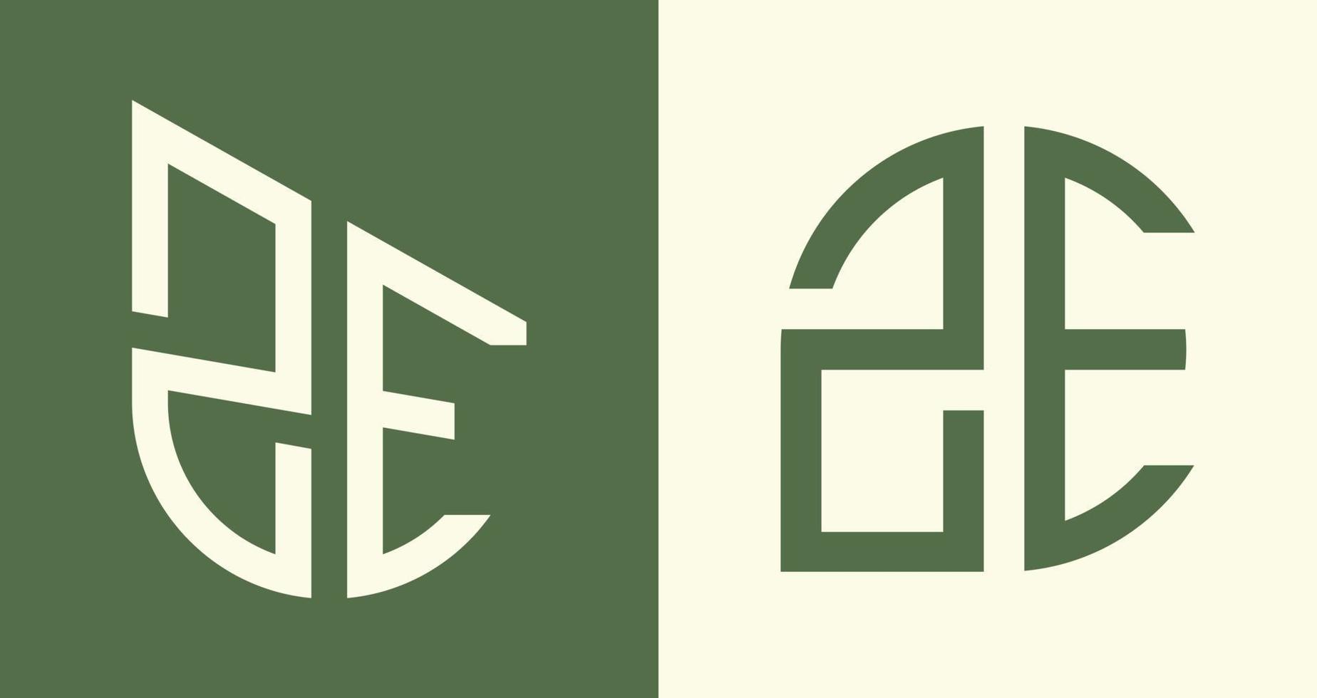 Creative simple Initial Letters ZE Logo Designs Bundle. vector