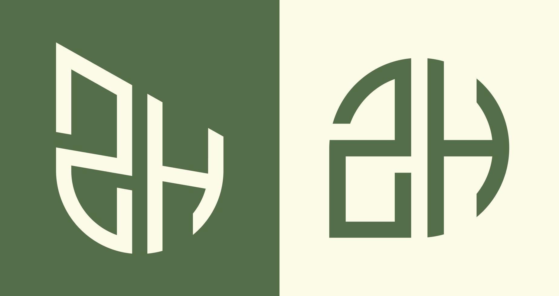 Creative simple Initial Letters ZH Logo Designs Bundle. vector