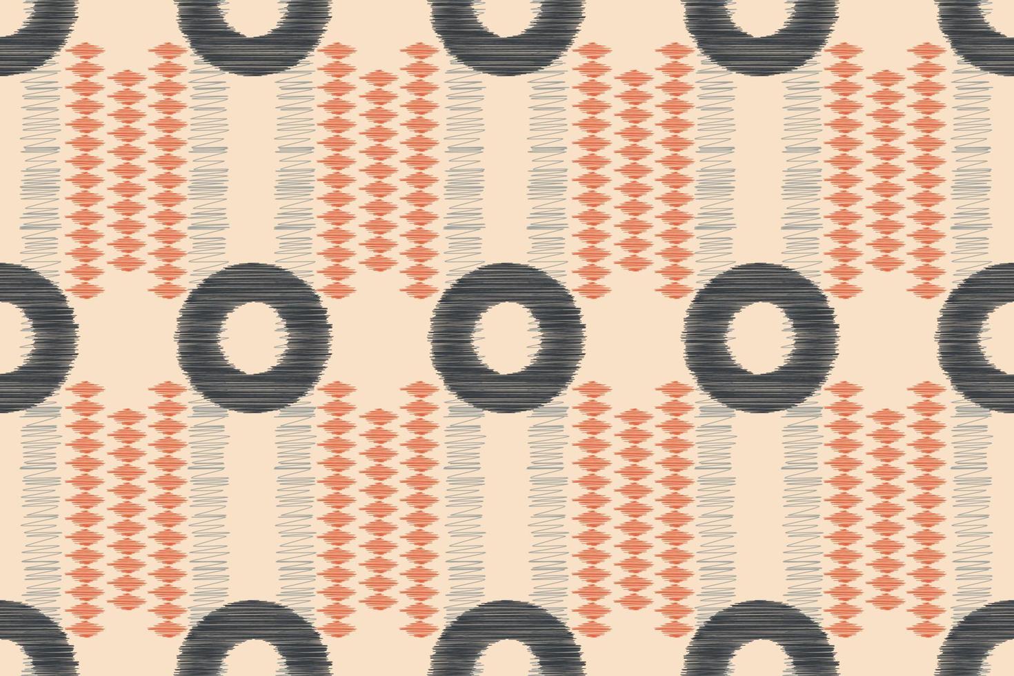 Ethnic Ikat fabric pattern geometric style.African Ikat embroidery Ethnic oriental pattern brown cream background. Abstract,vector,illustration.For texture,clothing,wrapping,decoration,carpet. vector