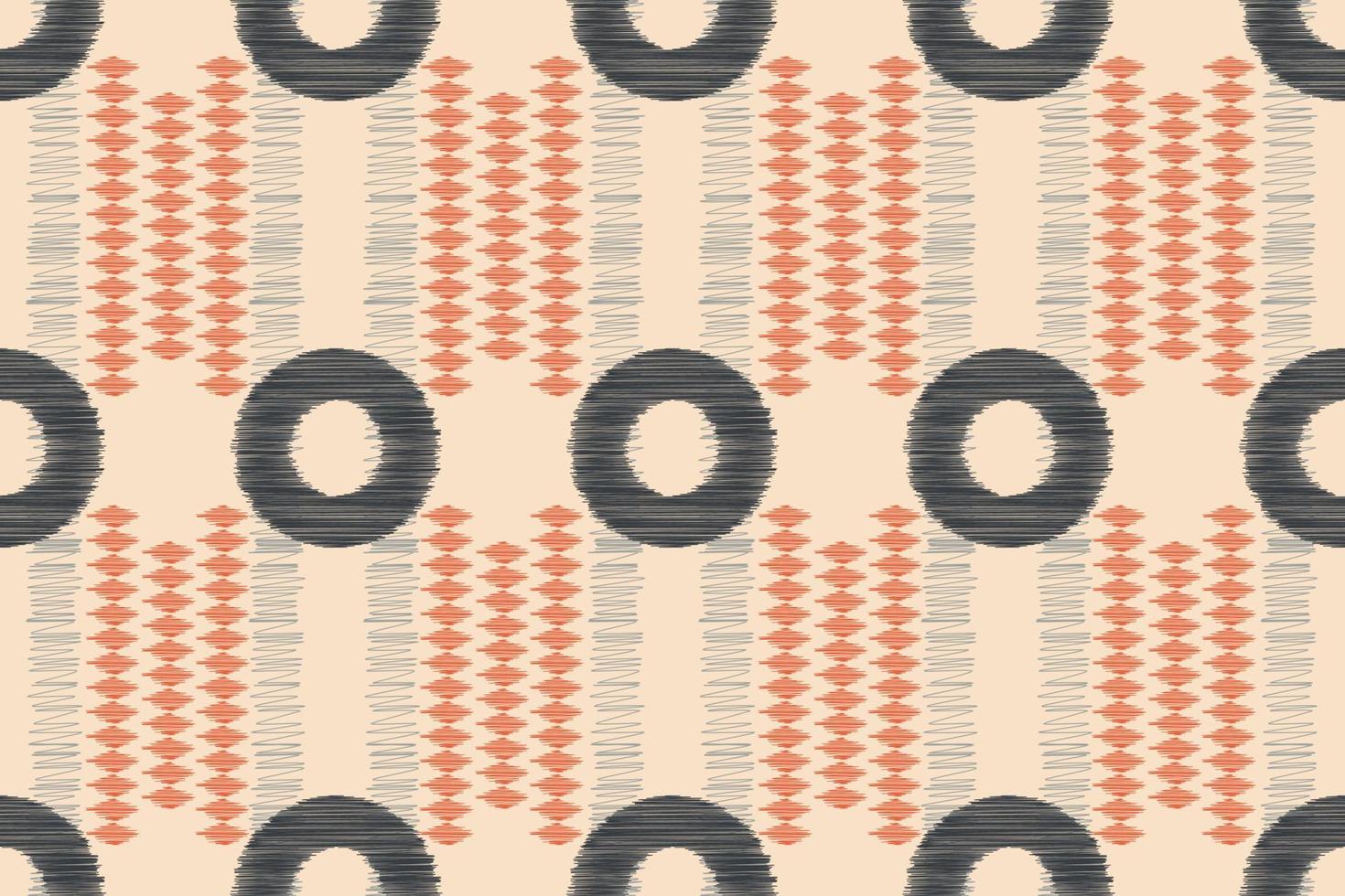 Ethnic Ikat fabric pattern geometric style.African Ikat embroidery Ethnic oriental pattern brown cream background. Abstract,vector,illustration.For texture,clothing,wrapping,decoration,carpet. vector