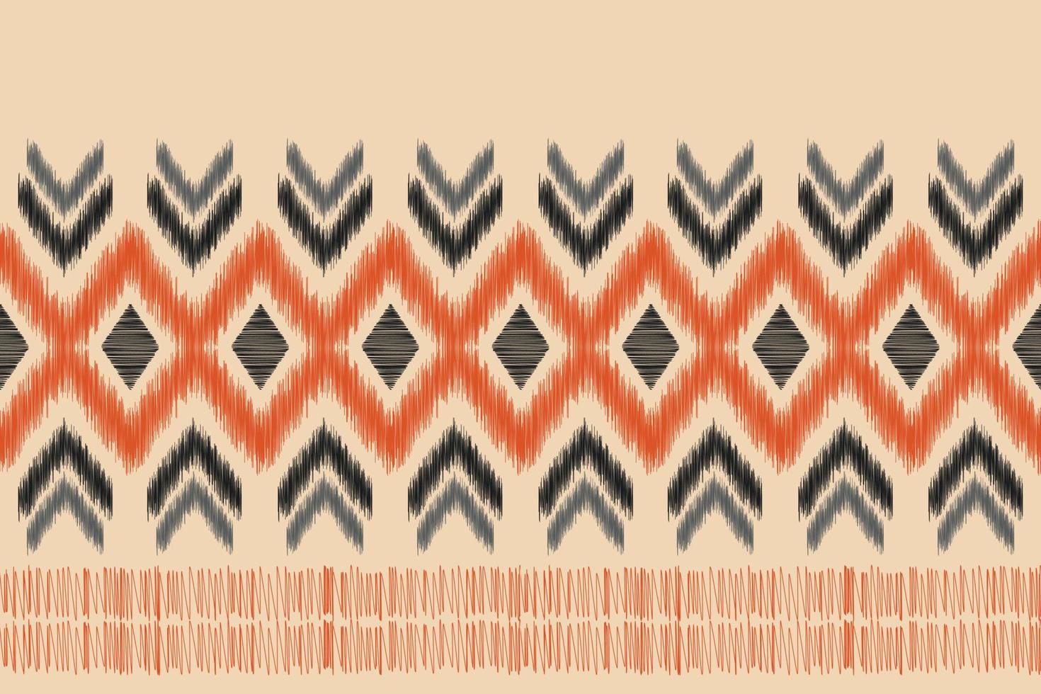 Ethnic Ikat fabric pattern geometric style.African Ikat embroidery Ethnic oriental pattern brown cream background. Abstract,vector,illustration.For texture,clothing,wrapping,decoration,carpet. vector
