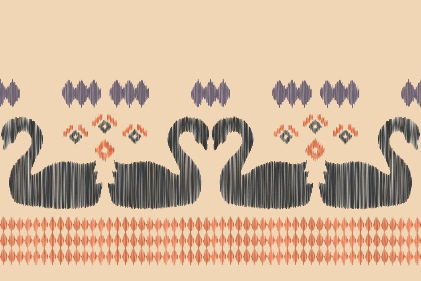 Ethnic Ikat fabric pattern geometric style.African Ikat embroidery Ethnic oriental pattern brown cream background. Abstract,vector,illustration.For texture,clothing,wrapping,decoration,carpet. vector