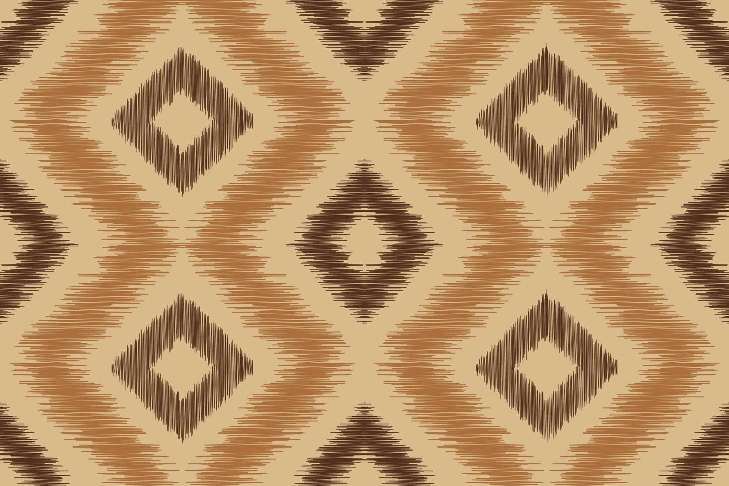 Ethnic Ikat fabric pattern geometric style.African Ikat embroidery Ethnic oriental pattern brown cream background. Abstract,vector,illustration.For texture,clothing,wrapping,decoration,carpet. vector