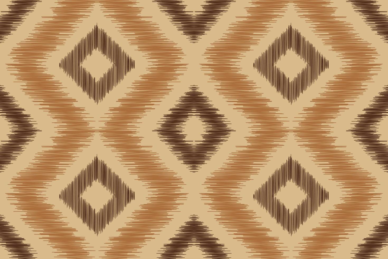 Ethnic Ikat fabric pattern geometric style.African Ikat embroidery Ethnic oriental pattern brown cream background. Abstract,vector,illustration.For texture,clothing,wrapping,decoration,carpet. vector