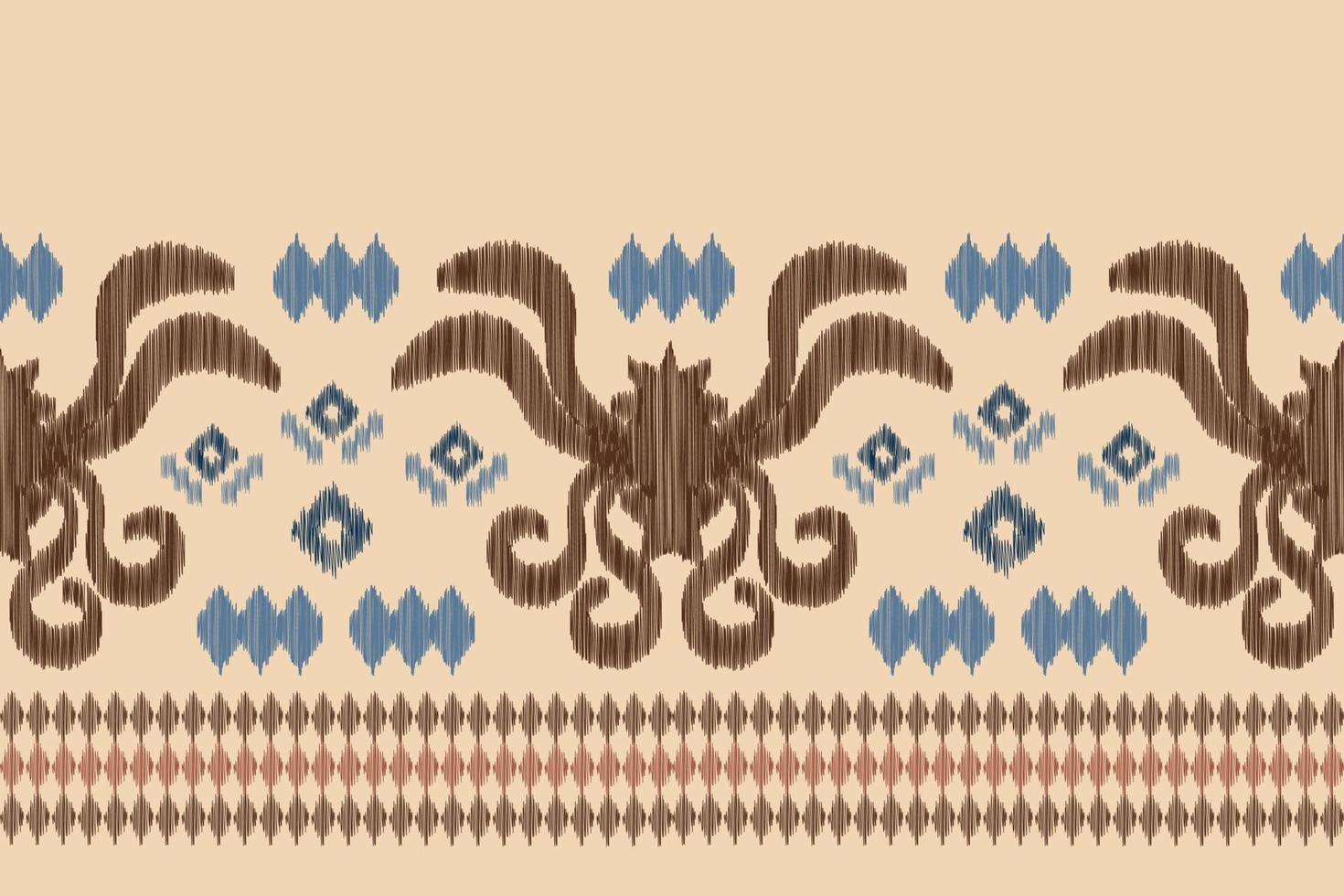 Ethnic Ikat fabric pattern geometric style.African Ikat embroidery Ethnic oriental pattern brown cream background. Abstract,vector,illustration.For texture,clothing,wrapping,decoration,carpet. vector