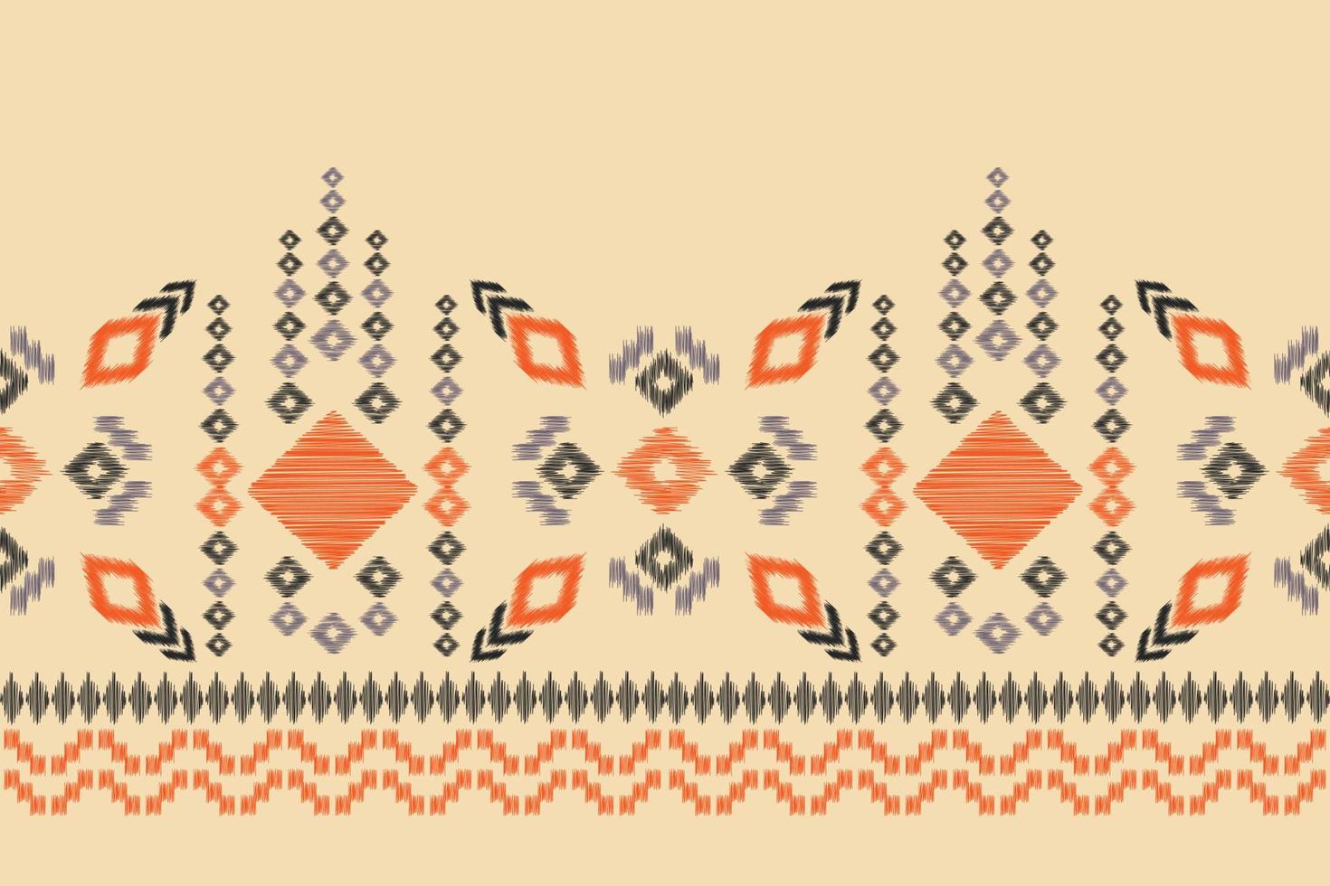 Ethnic Ikat fabric pattern geometric style.African Ikat embroidery Ethnic oriental pattern brown cream background. Abstract,vector,illustration.For texture,clothing,wrapping,decoration,carpet. vector