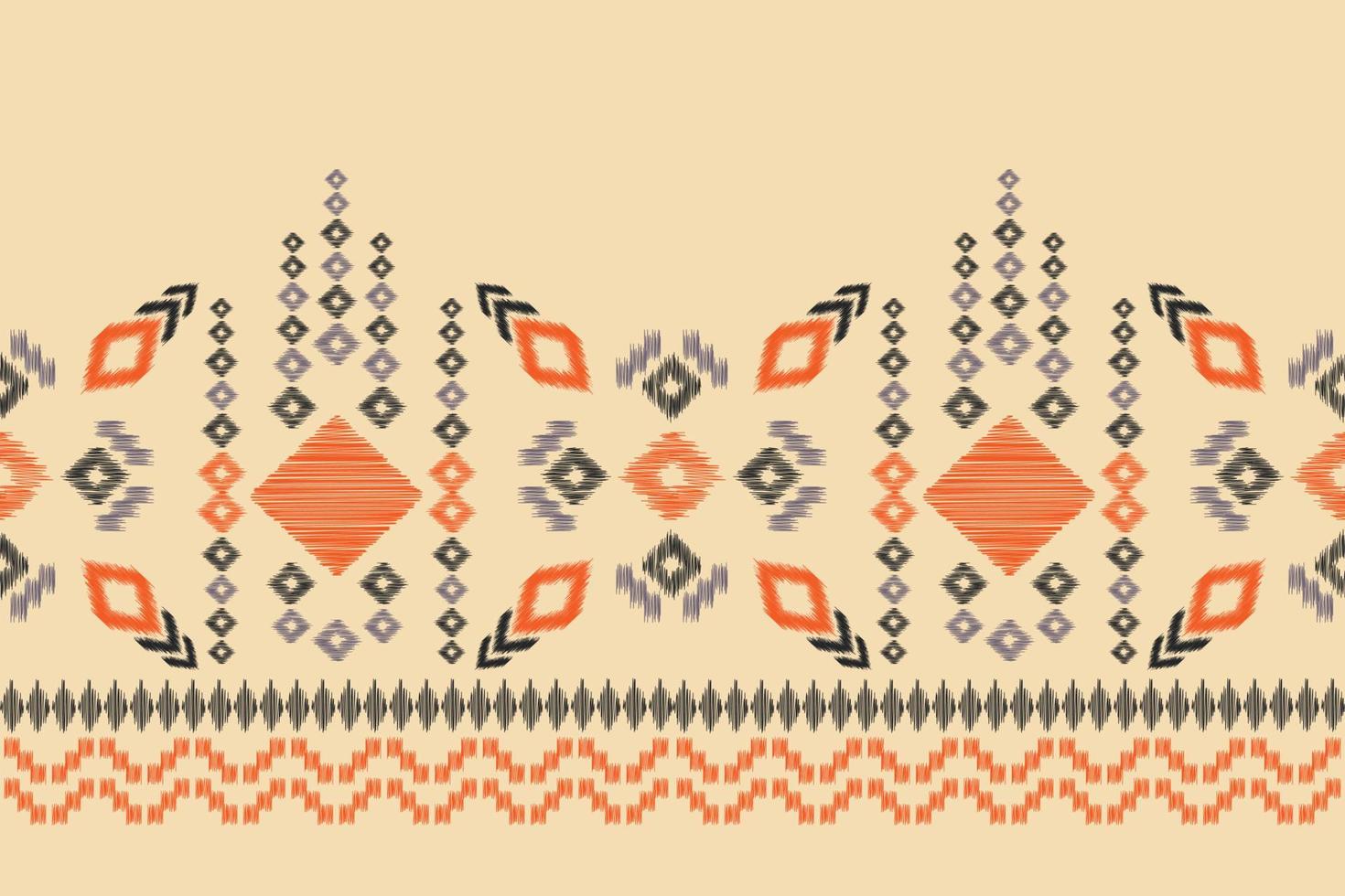 Ethnic Ikat fabric pattern geometric style.African Ikat embroidery Ethnic oriental pattern brown cream background. Abstract,vector,illustration.For texture,clothing,wrapping,decoration,carpet. vector