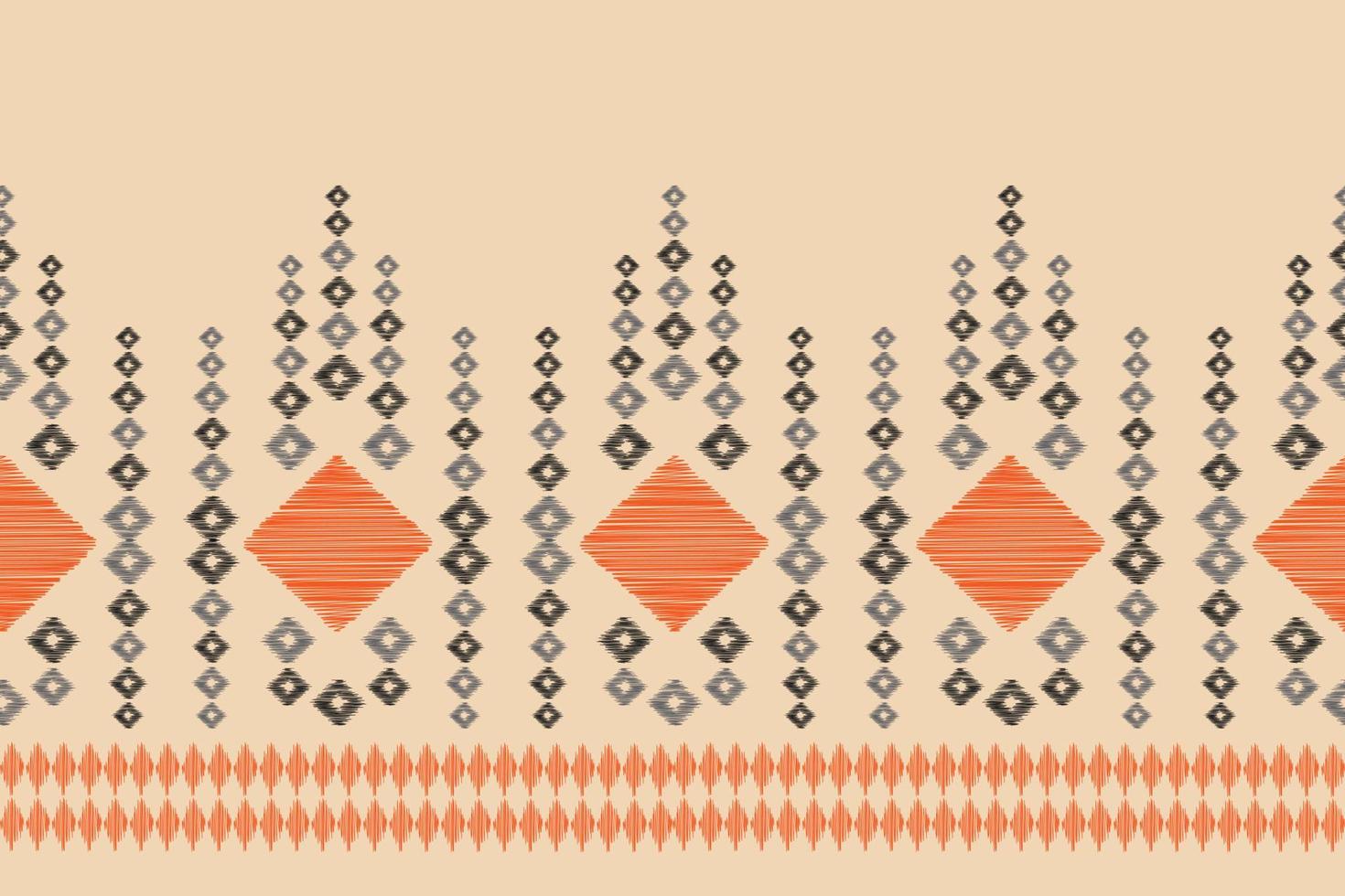 Ethnic Ikat fabric pattern geometric style.African Ikat embroidery Ethnic oriental pattern brown cream background. Abstract,vector,illustration.For texture,clothing,wrapping,decoration,carpet. vector