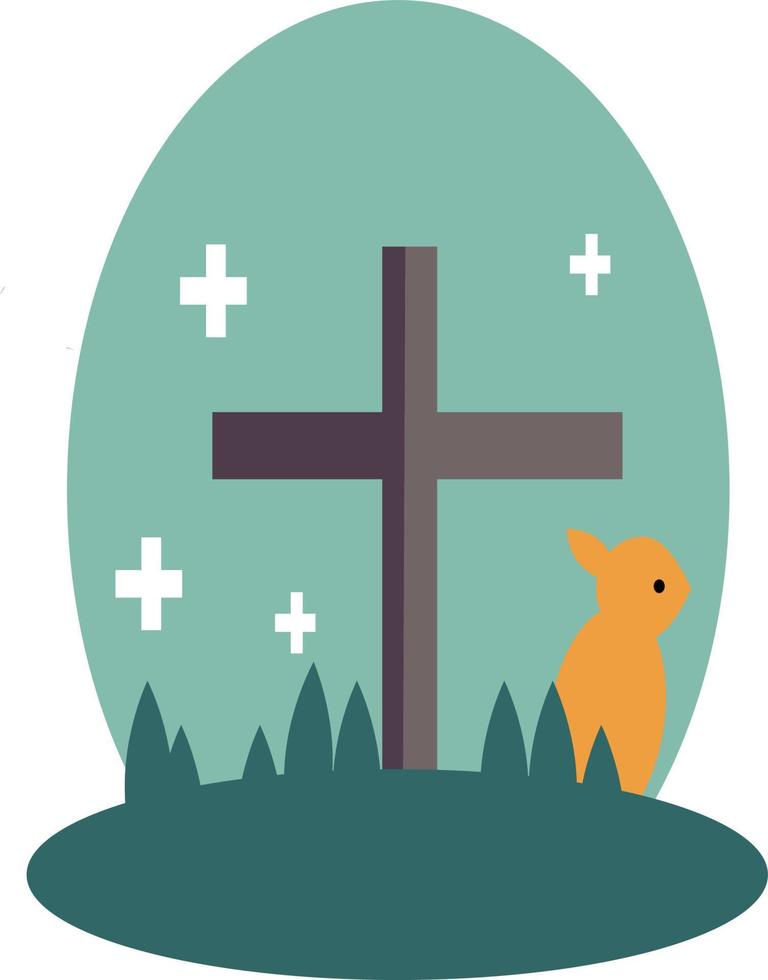 cute vector Easter egg with rabbit