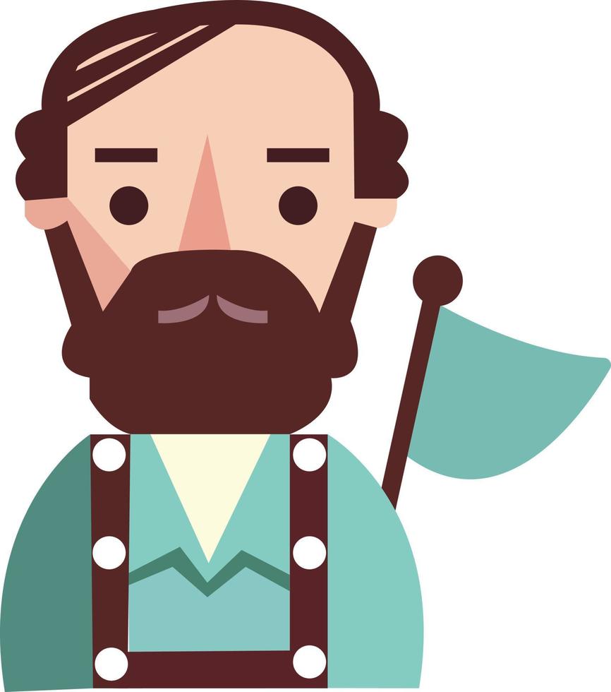 Beard cartoon  men facial expression hipster guy faces with flag vector