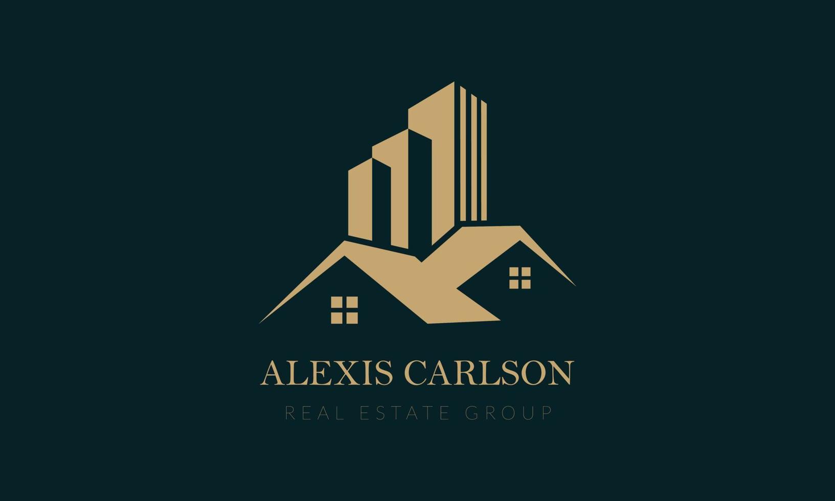 Black Gold Real Estate Logo. Construction Architecture Building Logo Design Template Element vector