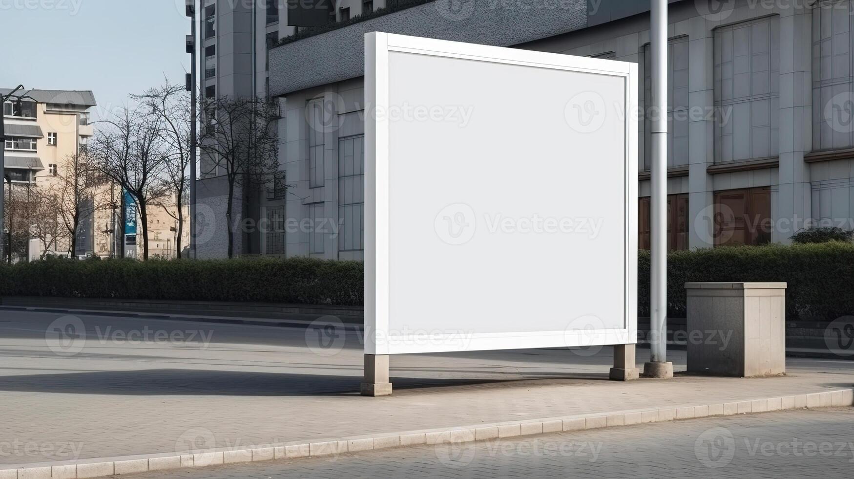 , Realistic street big billboard mock up blank for presentation advertising. Outdoor sign blank in the futuristic city, business concept photo