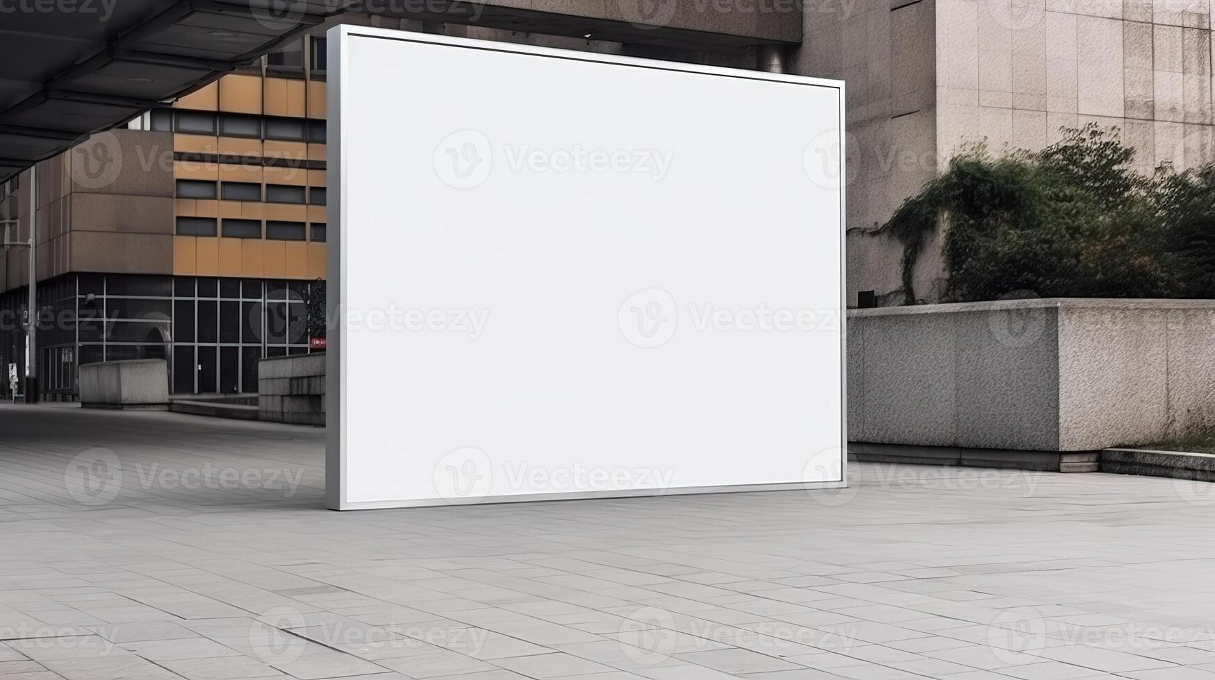 , Realistic street big billboard mock up blank for presentation advertising. Outdoor sign blank in the futuristic city, business concept photo