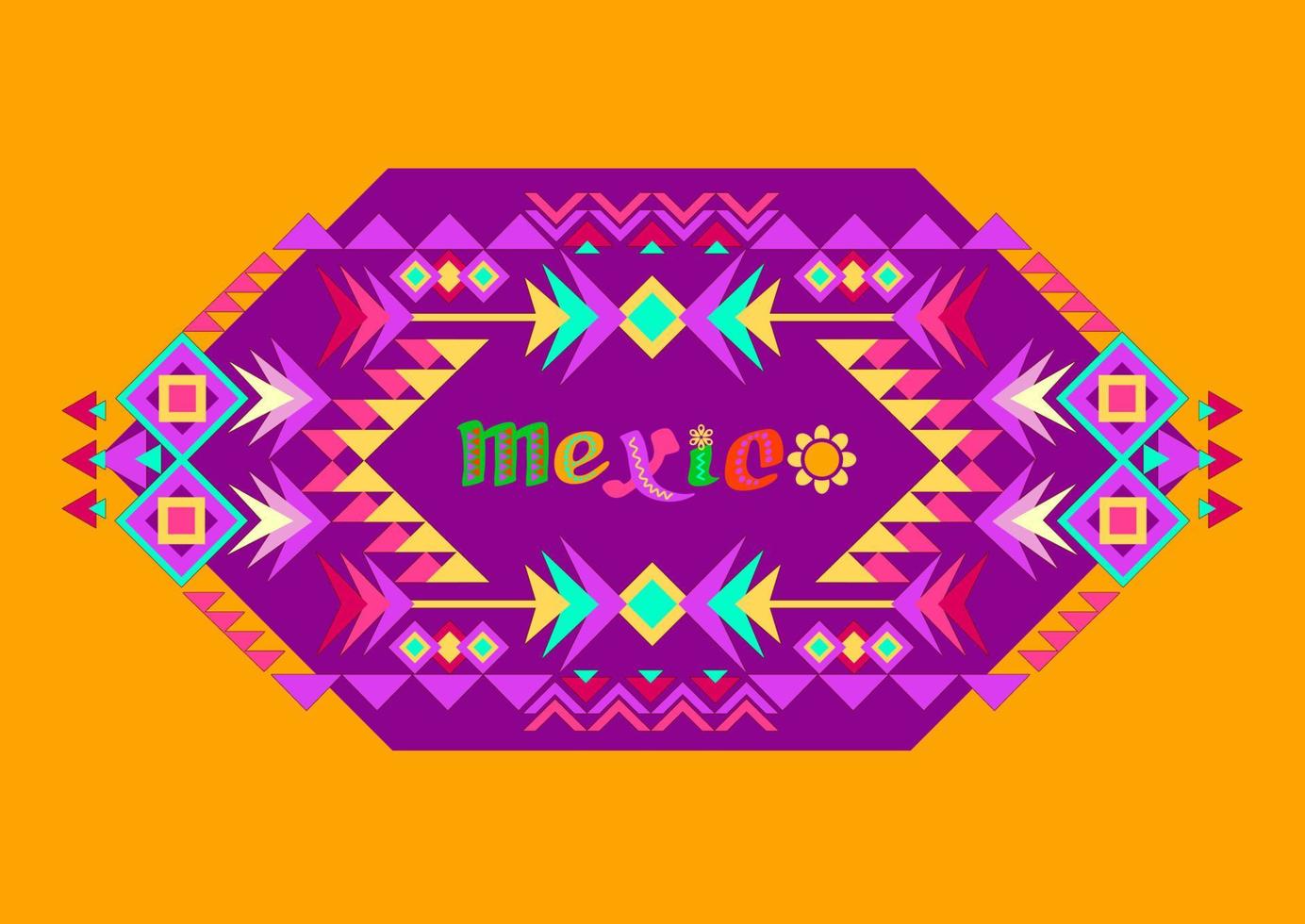 mexicano tribal étnico ornamento y decorado palabra mexico estilo plano vector. vector