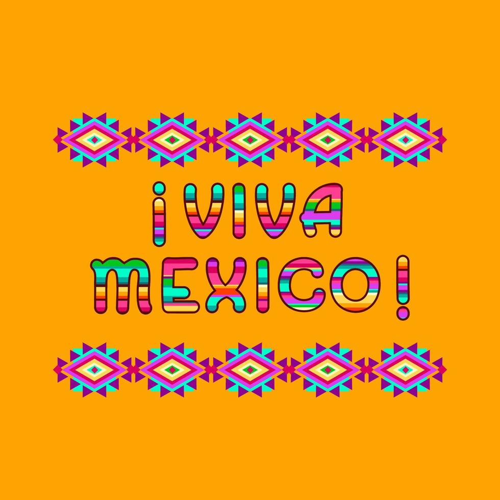 Viva México. brillante letras y étnico ornamento. otomi modelo. vector. vector