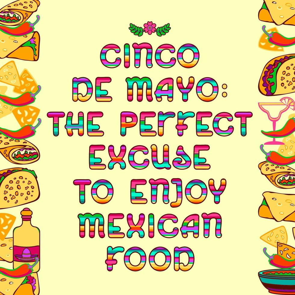 cinco Delaware mayonesa. brillante letras y mexicano alimento. vector ilustración.