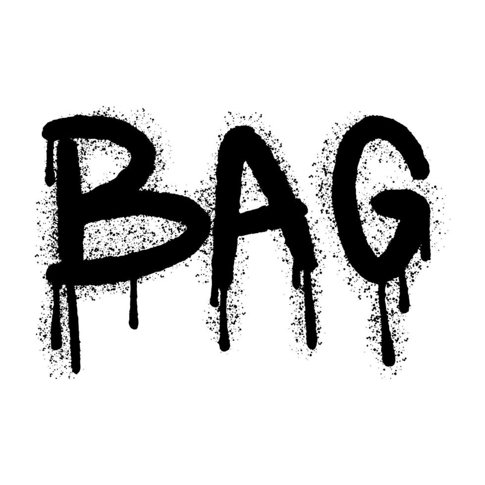 Bag word typography graffiti art black spray paint isolated on white vector