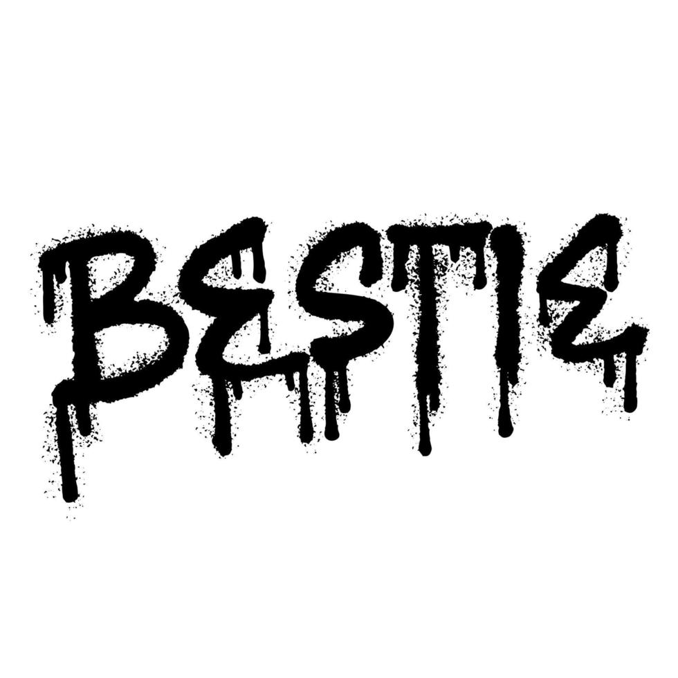 Bestie word typography graffiti art black spray paint isolated on white vector