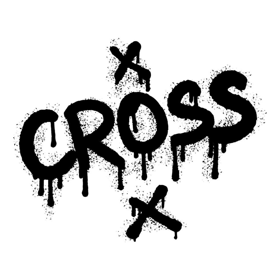 Cross word typography graffiti art black spray paint isolated on white vector