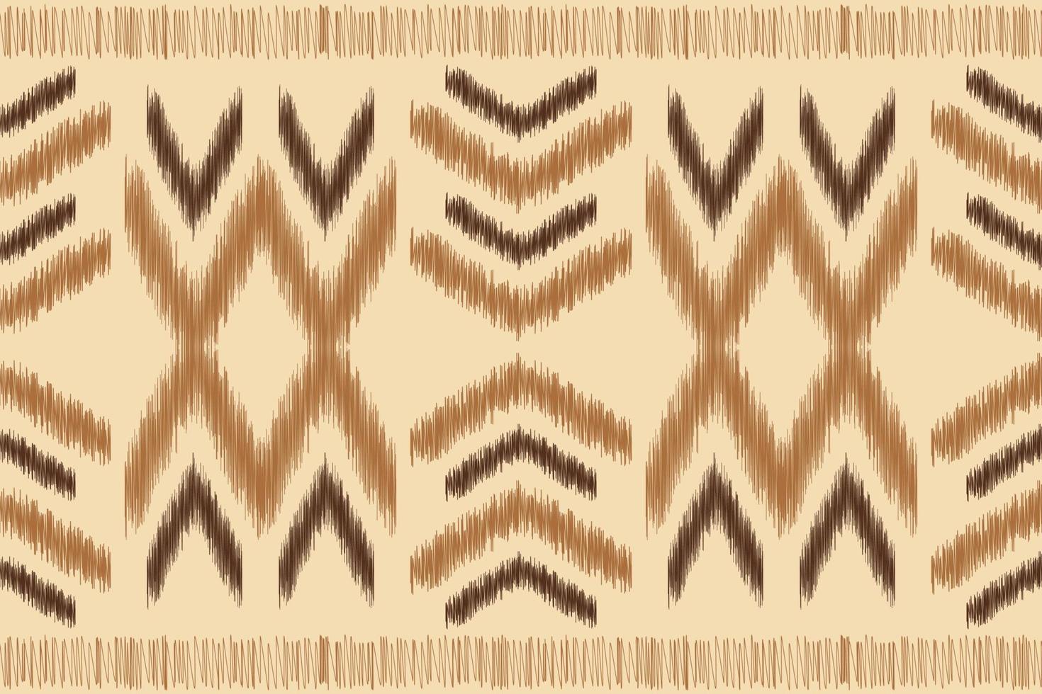 Ethnic Ikat fabric pattern geometric style.African Ikat embroidery Ethnic oriental pattern brown cream background. Abstract,vector,illustration.For texture,clothing,wrapping,decoration,carpet. vector