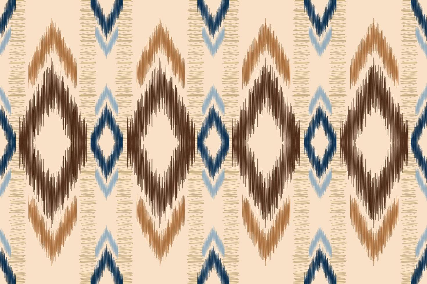 Ethnic Ikat fabric pattern geometric style.African Ikat embroidery Ethnic oriental pattern brown cream background. Abstract,vector,illustration.For texture,clothing,wrapping,decoration,carpet. vector