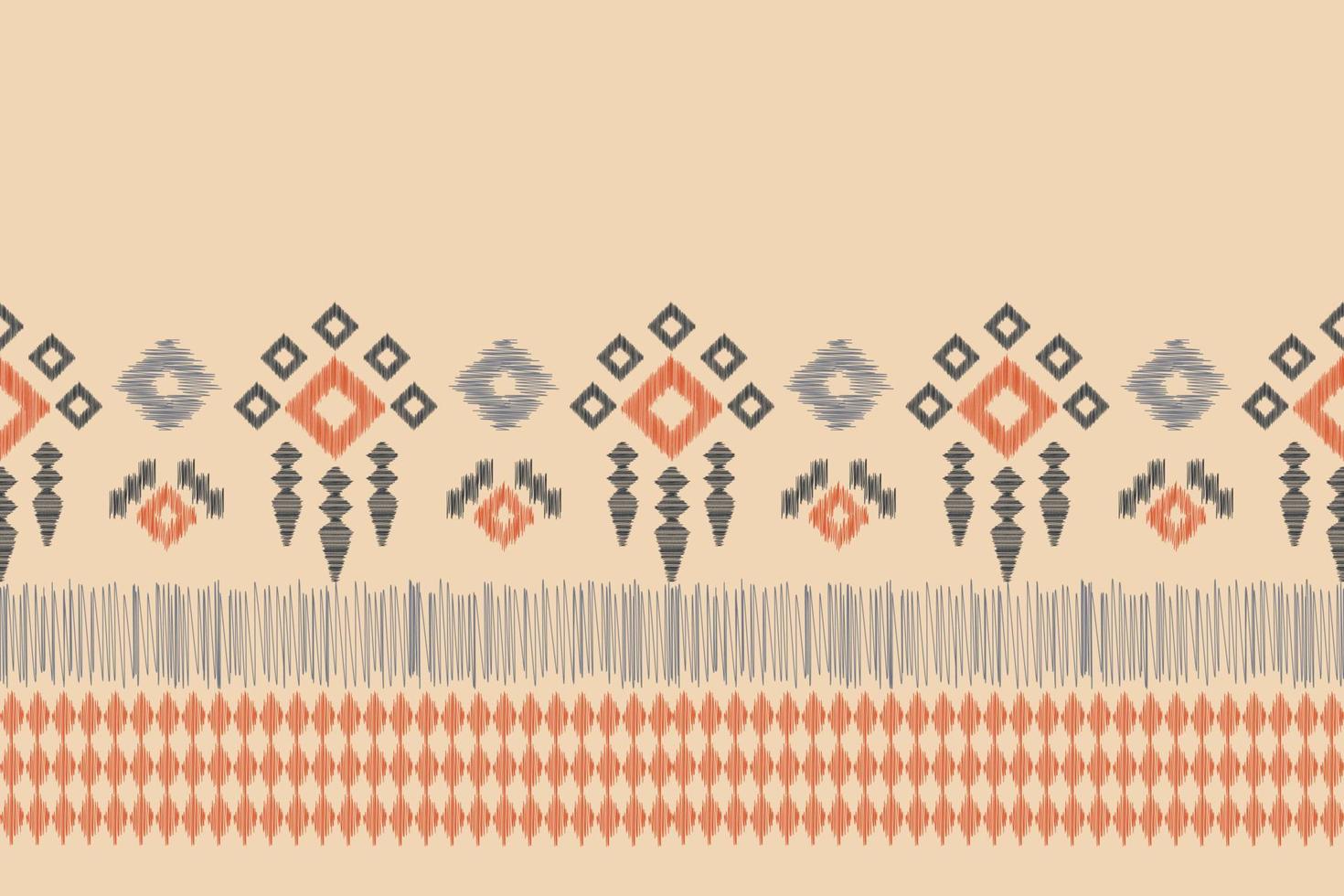 Ethnic Ikat fabric pattern geometric style.African Ikat embroidery Ethnic oriental pattern brown cream background. Abstract,vector,illustration.For texture,clothing,wrapping,decoration,carpet. vector