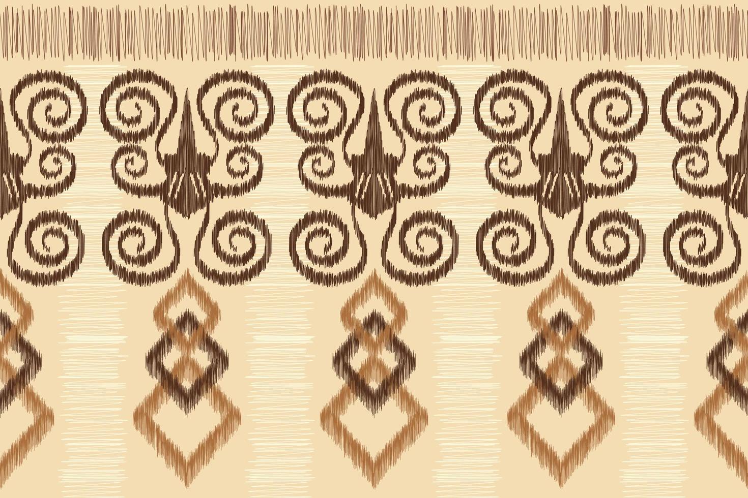 Ethnic Ikat fabric pattern geometric style.African Ikat embroidery Ethnic oriental pattern brown cream background. Abstract,vector,illustration.For texture,clothing,wrapping,decoration,carpet. vector