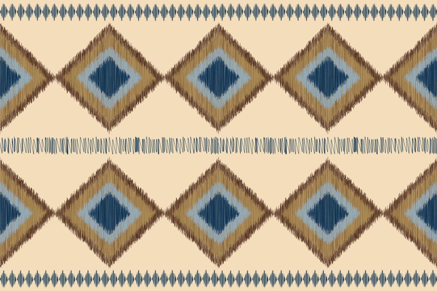 Ethnic Ikat fabric pattern geometric style.African Ikat embroidery Ethnic oriental pattern brown cream background. Abstract,vector,illustration.For texture,clothing,wrapping,decoration,carpet. vector