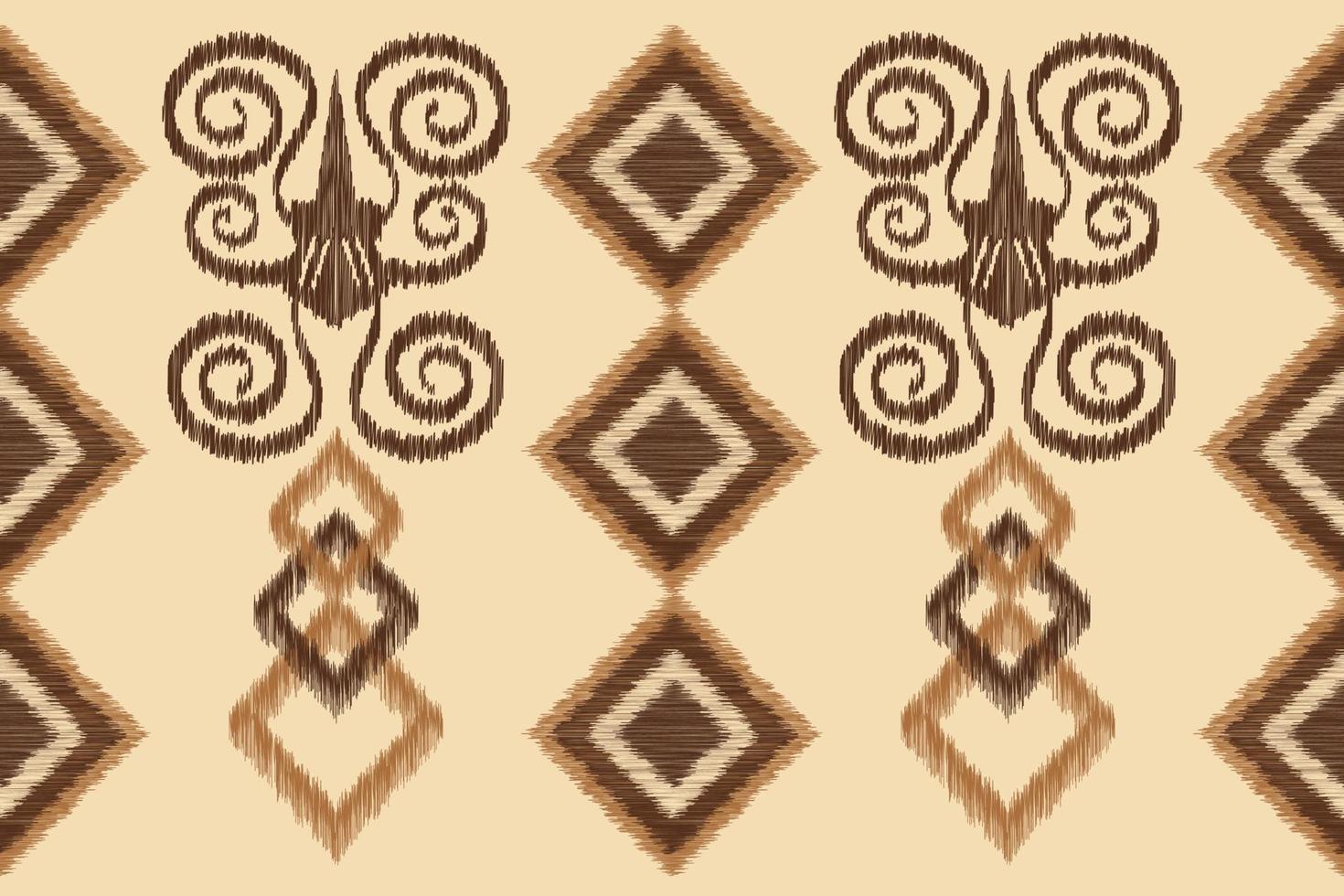 Ethnic Ikat fabric pattern geometric style.African Ikat embroidery Ethnic oriental pattern brown cream background. Abstract,vector,illustration.For texture,clothing,wrapping,decoration,carpet. vector