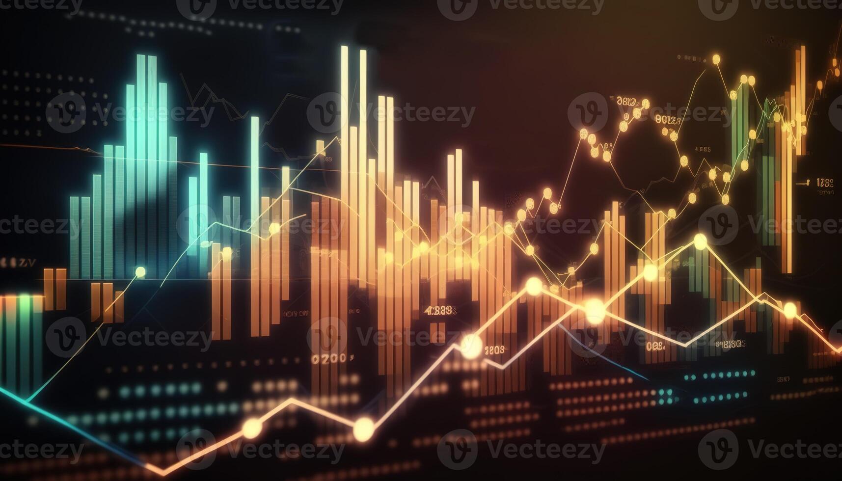, stock market chart lines, financial graph on technology abstract background represent financial crisis, financial meltdown. Technology concept, trading market concept. photo
