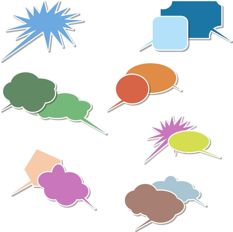 set of blank white speech bubble in flat design, sticker vector